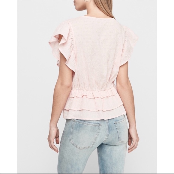 EXPRESS Tiered Ruffle Embroidered Top - Picture 10 of 11